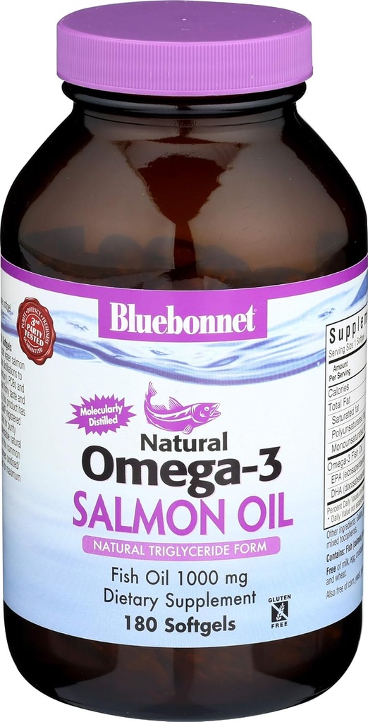 Omega-3 (サーモンオイル) 180 ソフトゲル, 1000 mg - Bluebonnet
