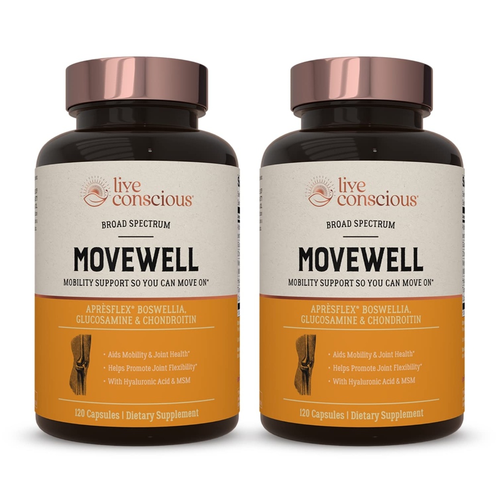 MSM、Hyaluronic酸、その他とのLiveConsciousグルコサミンコンドロイチンによるMoveWell | 共同健康補助食品(2パック)