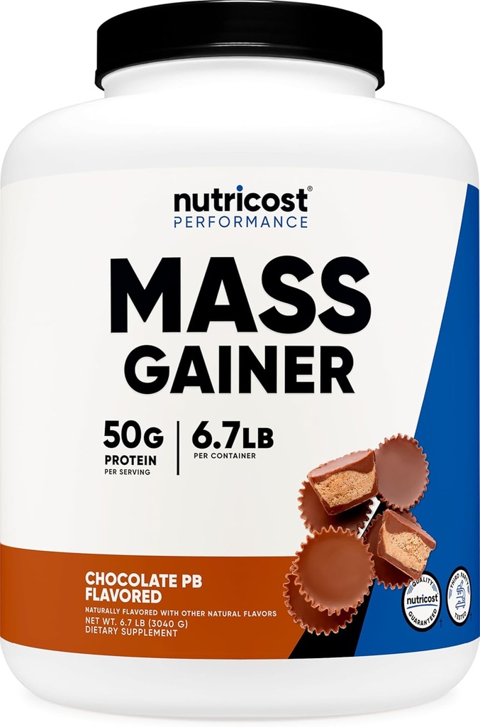 Nutricost 質量ゲインダー (チョコレートピーナッツバターフレーバー、6.7 LBS) 50 サービングあたりのタンパク質のグラム - 非GMO