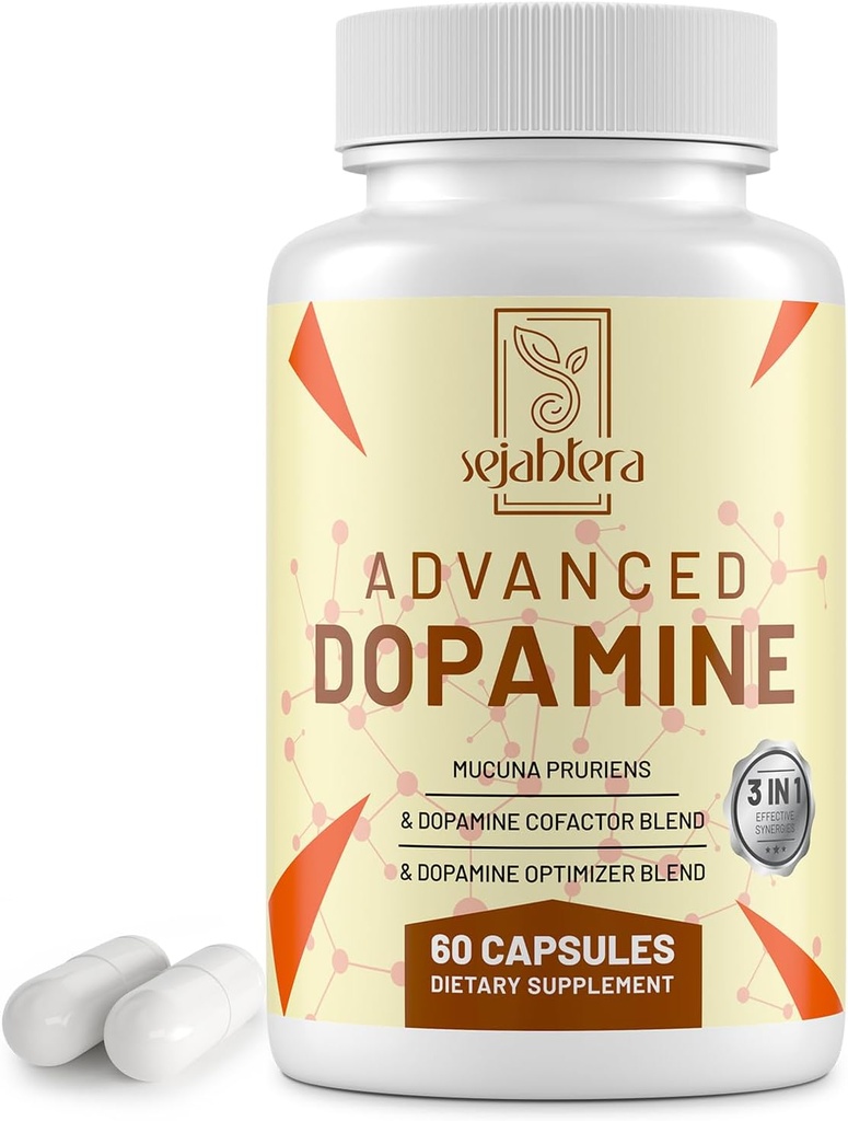 Dopamine Supplement-Mucuna Pruriens Seed Extract,Premium Vitamins, Minerals, and Natural Plant Extracts for Mental Drive, Clarity, Focus-60 Capsules