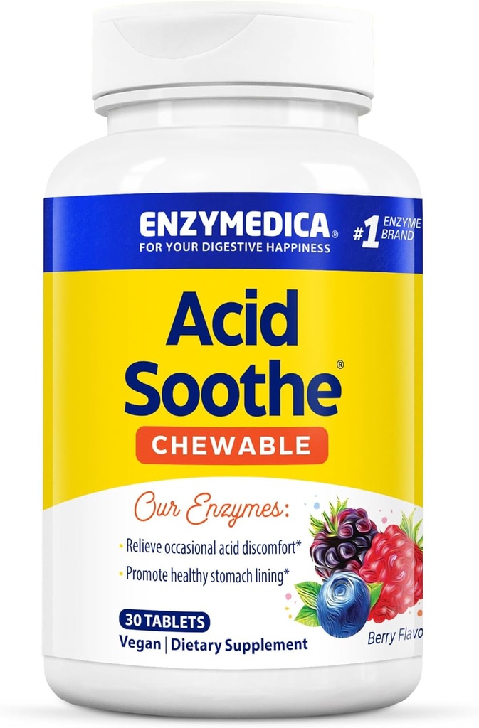 Enzymedica - Chewableの酸のSootheは、Occasional Heartburn + Indigestion、30の計算の救助を支えます