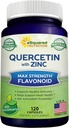 aSquared Nutrition Quercetin 1000mg with Zinc Supplement - 120 Capsules - Quercetin Dihydrate with Black Elderberry & Zinc - Max Strength Powder Complex Pills to Help Improve Immune Response