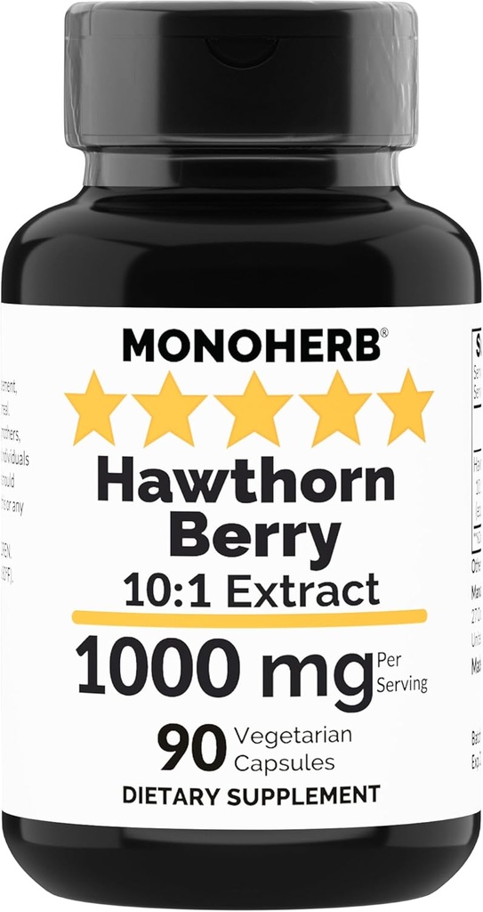 MONOHERB Hawthorn Berry Extract 1000 mg - 90 Vegetarian Capsules