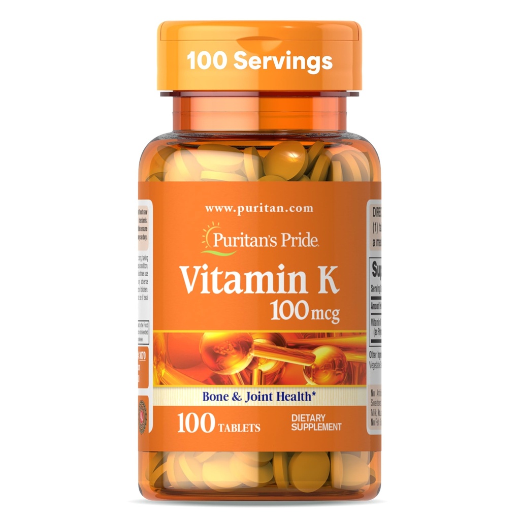 PuritanのプライドプレミアムビタミンK 100mcg、骨、関節、血液凝固健康サポート、100日供給、100錠