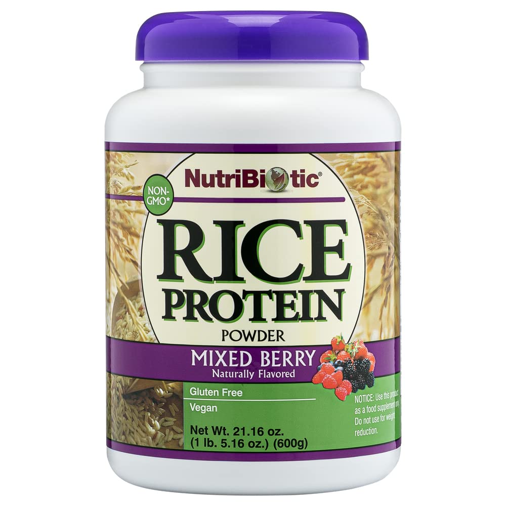 NutriBiotic - 混合ベリーライスプロテイン、1 Lb 5 Oz(600g) | 低炭水化物、ケトフレンドリー、ビーガン、生タンパク質パウダー | 成長&化学、GMOまたはグルテンフリーで処理 | 消化しやすい&栄養素リッチ
