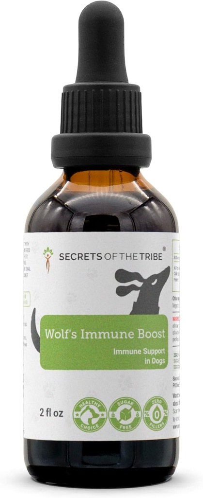 Wolf's Immune Boost | 犬用天然ハーブ栄養補助食品 | 犬の免疫サポート | アルコールフリーエキス・エルダーフラワーズ・カレンダラ・タンポ・ルート・レモンバーム・フェンネル2オンス
