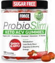 フォースファクターProbioSlim Keto ACVグミー、LactoSpore Probioticsと有機Apple Cider Vinegar Gummiesおよび消化、代謝、免疫の健康、1ネット炭水化物、Apple Flavor、120ctをサポート