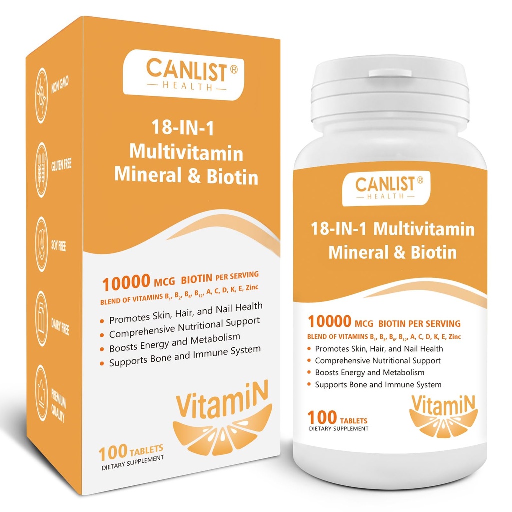 毛皮および釘の人及び女性のための複数のビタミン、10000mcg Biotin及びMultimineralは、B-Vitamins、ビタミンC、E及びD3の跡の鉱物、亜鉛、グルテンフリー、酪農場なし、100のタブレットを含んでいます