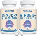 All-In-One Detox Binder Supplement 1500 MG - High Bioavailability, Liver Gut Detox Cleanse with Activated Charcoal, Zeolite & Bentonite Clay for Toxins, Liver, Digestive, 180 Vegan Capsules