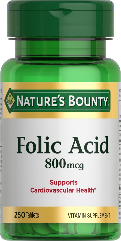 Nature's Bounty Folicの酸の補足、心臓血管の健康、800mcg、250のタブレットを支えて下さい