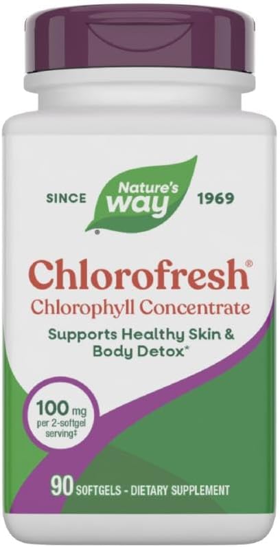 Nature's Way Chlorofresh Chlorophyll 濃縮物、Chlorophyll の補足、サポート Detox Pathways*及び健康な皮*、Chlorophyllin の銅の複合体、内部 Deodorant*、90 のSoftgels (包装 5 月 Vary)