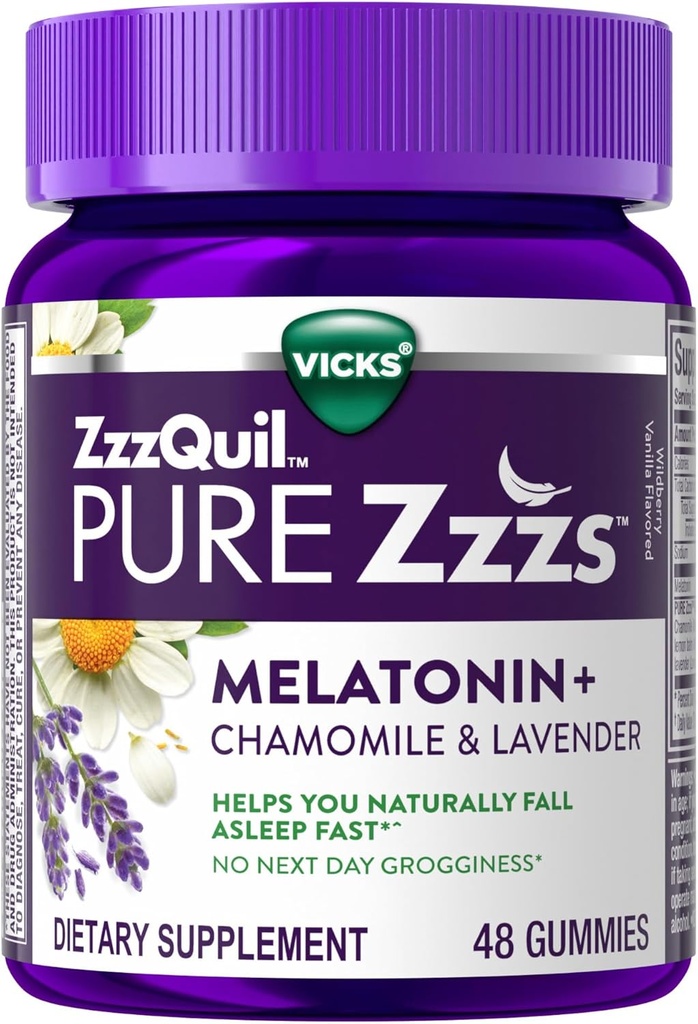 ZzzQuilの純粋なZzzsのMelatoninのガミー、睡眠の援助、Melatonin 2mg、Chamomile及びラベンダー、Melatoninの睡眠のガミー、大人のための睡眠の援助、Wildberryのバニラの味付け、48の睡眠のガミー