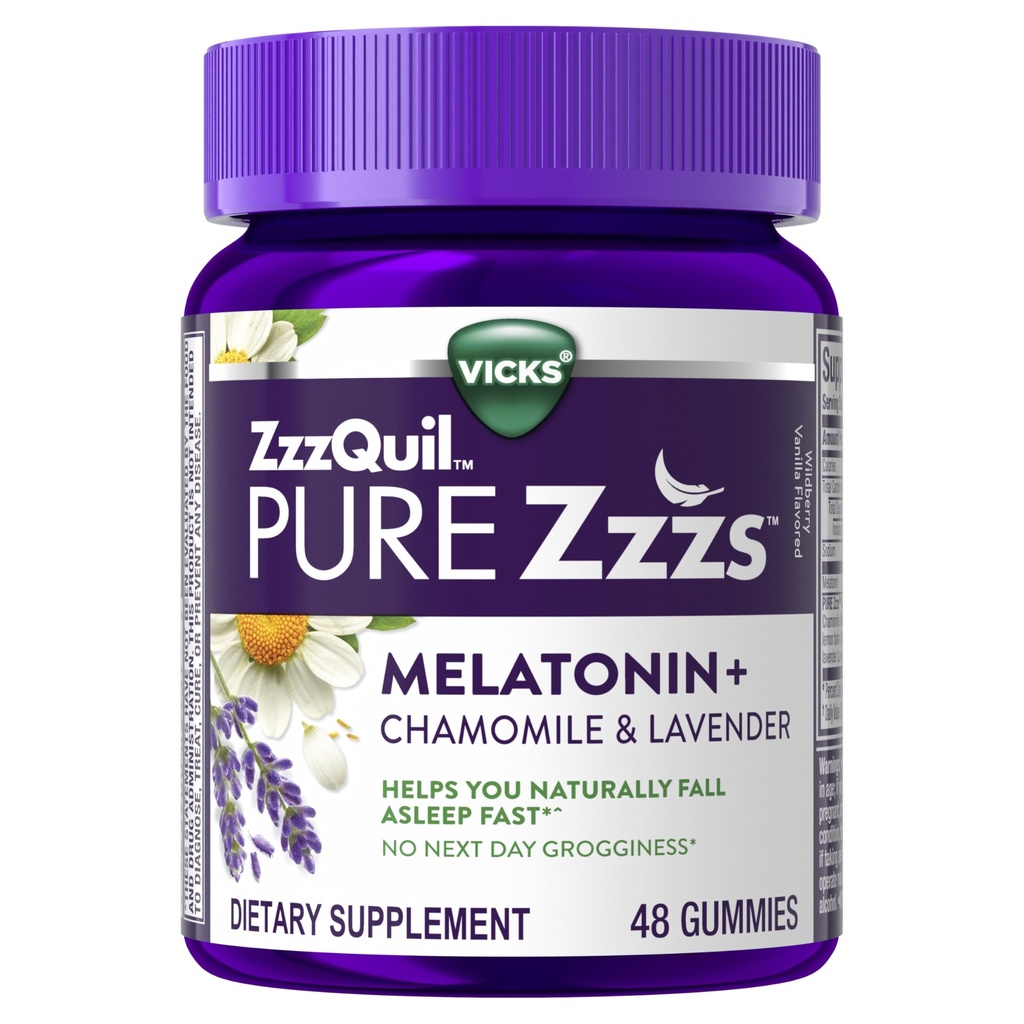ZzzQuilの純粋なZzzsのMelatoninのガミー、睡眠の援助、Melatonin 2mg、Chamomile及びラベンダー、Melatoninの睡眠のガミー、大人のための睡眠の援助、Wildberryのバニラの味付け、48の睡眠のガミー