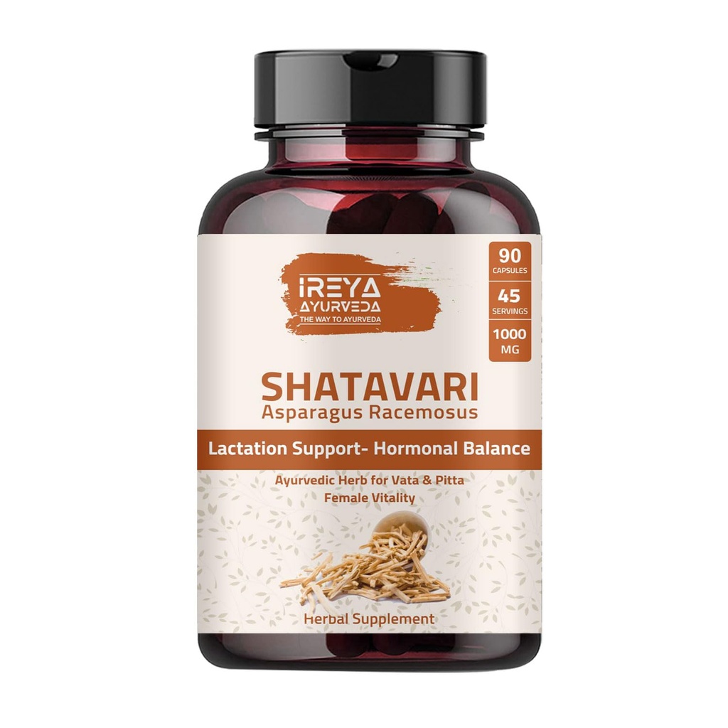 Shatavariのカプセル(90のカプセル)1000のmgの 女性のための乳化の補足 Shatavariの根の粉となされる有機性Shatavariの草の補足