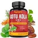 Reishi、Cordyceps、Rosemary、Gingko Biloba&Valerian RootとオーガニックGotu Kola抽出カプセル - 3ヶ月間90カウント - 脳、免疫、皮膚と心臓の健康をサポート