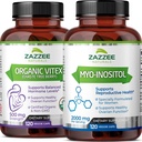 Zazzee Myo-InositolのカプセルおよびUSDAの有機性Vitexのカプセル、ビーガン、非GMOおよびオールナチュラル
