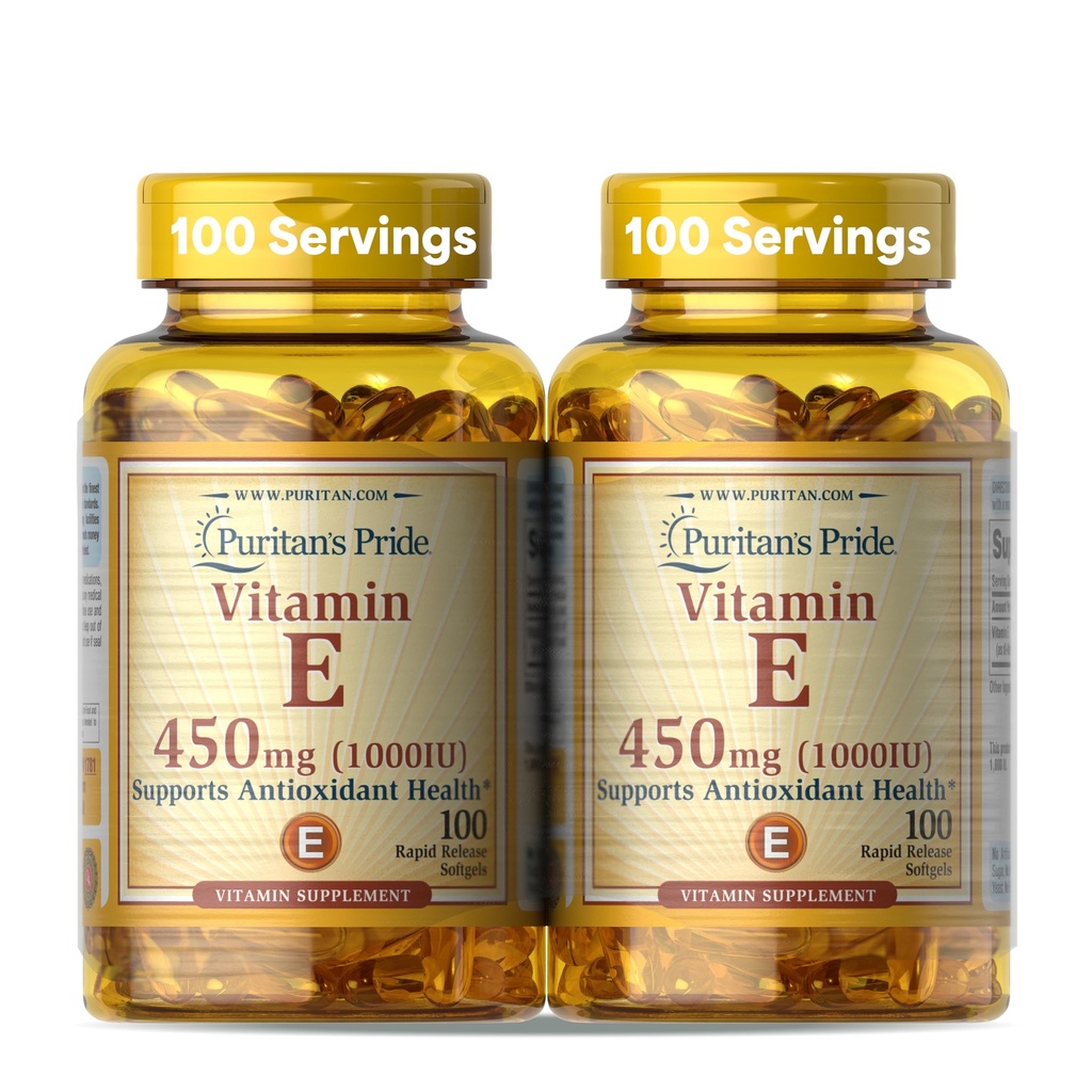 PuritanのプライドビタミンE-450mg(10,000IU)、免疫システム機能および酸化防止健康サポートのためのビタミンの補足、100急速な解放のSoftgelsの2パック
