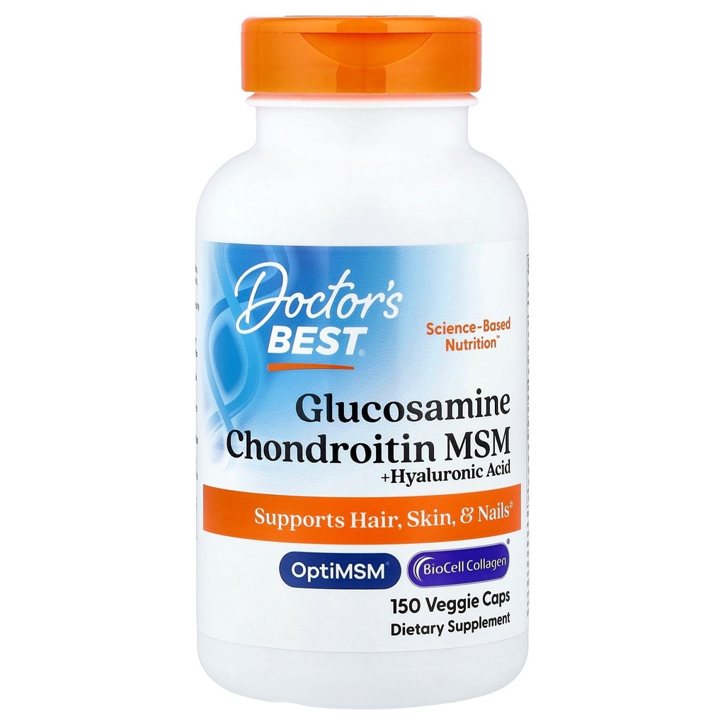 医師のベストグルコサミンコンドロイチンMSM + バイオセルコラージュン、ジョイントサポート、非GMO、グルテンフリー、150キャップを備えたヒアルロン酸