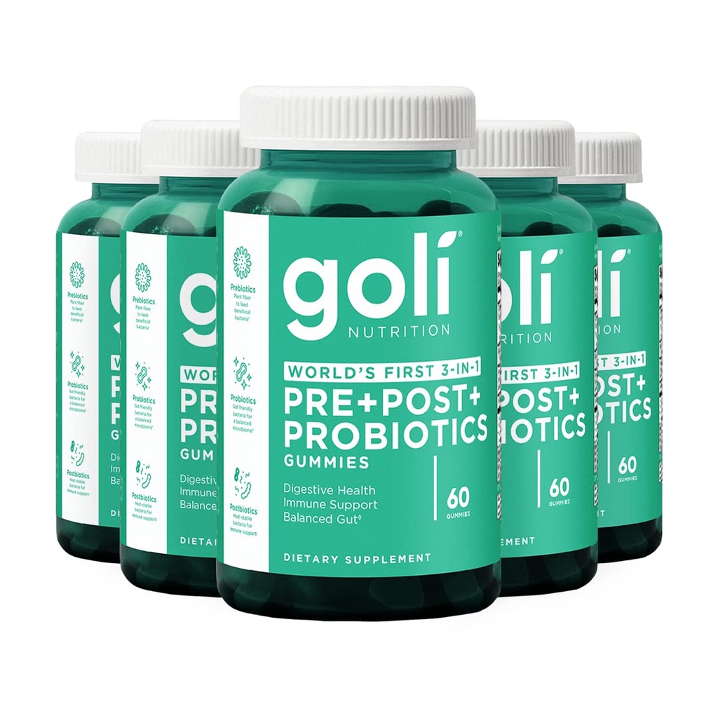 Goli Nutritional Supplement、Pre + Post + Probiotics Gummy - 300カウント - 世界初3イン1グルテンフリー、ビーガン、非GMO、およびゼラチンフリー。