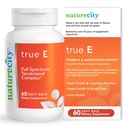 NatureCity True-E フルスペクトラムトコトリエノールビタミンE&ナチュラルアルファトコフェロールサプリメント | 持続可能なビタミンEトコトリエノール(Evnol Suprabio) | 非GMOビタミンEコンプレックス | 60ソフトゲル