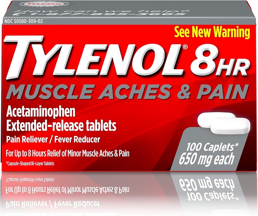 Tylenolは筋肉及び接合箇所の苦痛、100 ct のための 8 時間筋肉痛及び苦痛のアセトアミノフェンのタブレットを打ちます