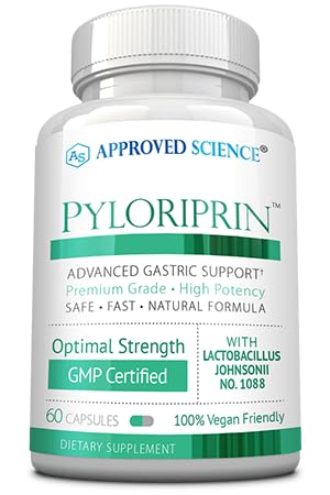承認された科学Pyloriprin - 健康な胃のための高度の消化器サポート - 亜鉛L-カルノシン、プロバイオティック、ブロッコリーSprout、Deglycyrrhized Licorice - 60カプセル - 1ヶ月の供給 - ビーガン