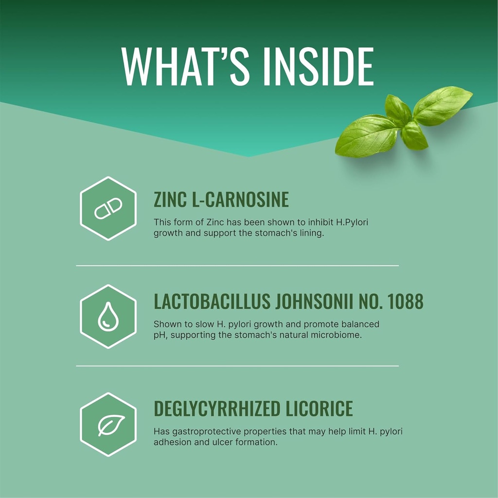 承認された科学Pyloriprin - 健康な胃のための高度の消化器サポート - 亜鉛L-カルノシン、プロバイオティック、ブロッコリーSprout、Deglycyrrhized Licorice - 60カプセル - 1ヶ月の供給 - ビーガン