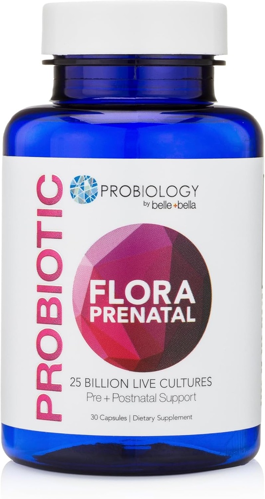 Belle + bella Probiology フローラ プレナタル カプセル - プレナタル ・ ポストナタール女性のための葉酸とデュアル アクション プロバイオティック ・ プレバイオティクス ・ サプリメント - 非GMO、ビーガン ・ グルテンフリー - 30 キャップ