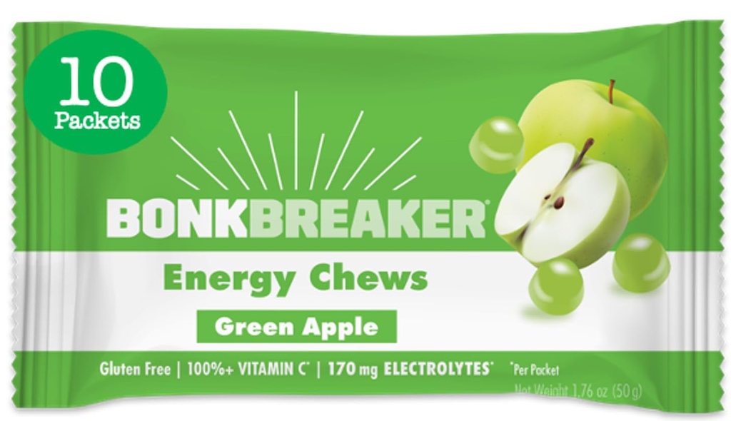 Bonkブレーカエネルギー咀嚼、酪農場なし、急なエネルギーおよび焦点、10のパケットの1箱、緑のAppleを提供するグルテンフリーの原料