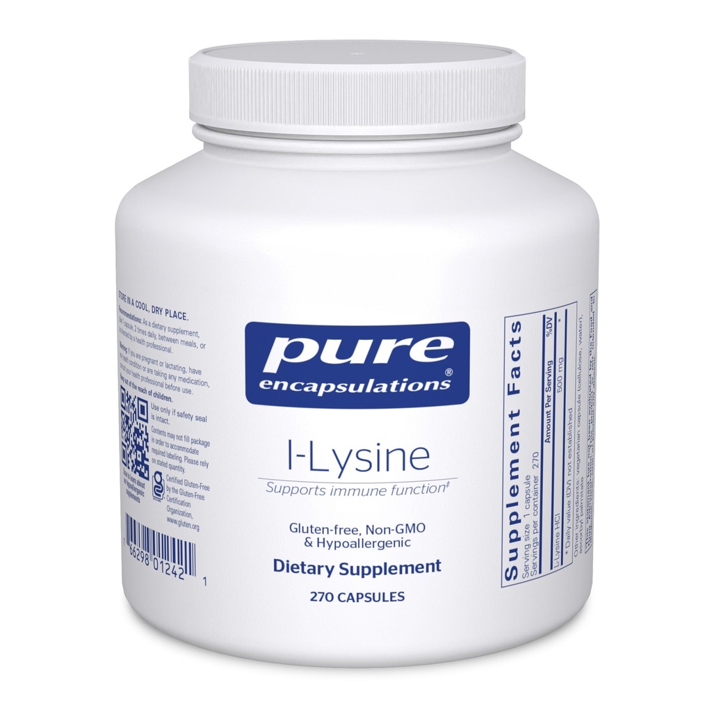 純粋なカプセル封入 L-Lysine - 免疫サポート&ガム、唇の健康のための必須アミノ酸サプリメント* - L-Lysine HCl - 270カプセル