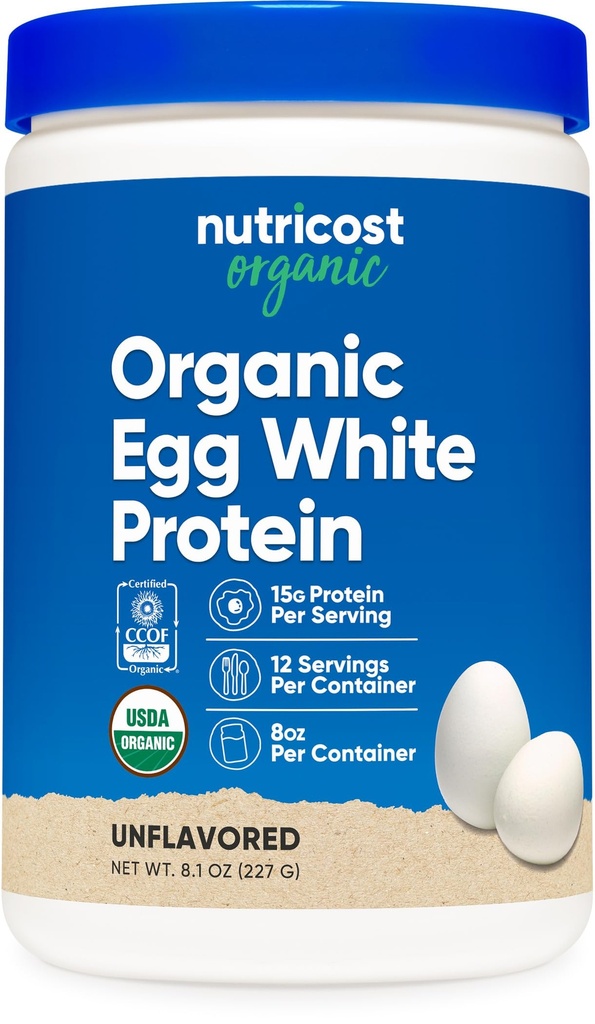 Nutricostオーガニックエッグホワイトプロテインパウダー8oz(非風味) - サービングあたり15グラムタンパク質、GMOフリー、グルテンフリー、グルテンフリー