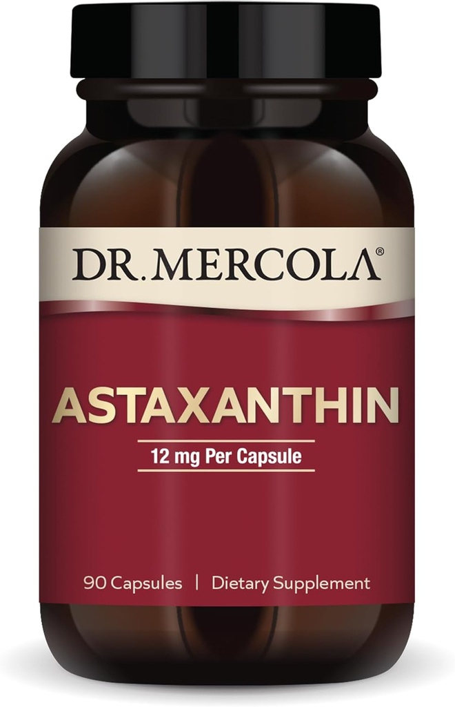 Mercola Organic Astaxanthin - 12 mg アスタキサンチン - 強力な抗酸化剤サポート - 有機マイクロ藻エキス - 非GMO、グルテンフリー&大豆フリー - 90カプセル(90のサービング)