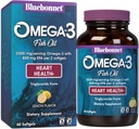 Bluebonnet栄養オメガ-3ハートフォーミュラナチュラルワイルドキャッチトリグリセリドフォームDHA 600mg EPA 800mg - 高濃度心臓健康サポートサプリメント - グルテンフリー - 60Softgel