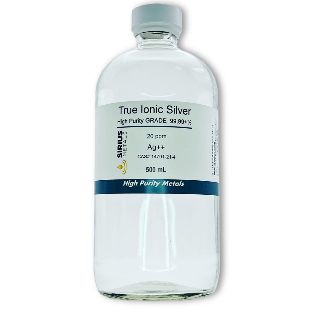 真の自由なイオン銀- 20のppm:明確なガラス ビンの500mL