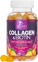 Collagen Gummies with 2500mcg Biotin, Vitamin C & Zinc - Hydrolyzed Collagen Peptide Type 1 & 3 Supplement - Advanced Hair, Skin & Nail Growth Support for Women & Men, Gluten Free, Non-GMO - 120 Count