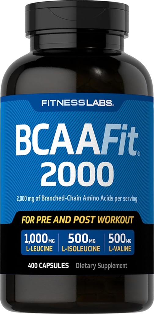 フィットネスラボ BCAAFit 2000 - 筋肉の成長と回復のための分岐鎖アミノ酸* (400カプセル)