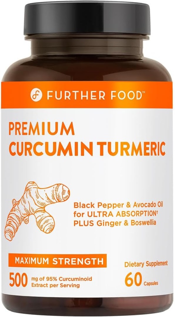 Further Food Premium Curcumin Turmeric, Maximum Strength, 500 mg, 60 Capsules