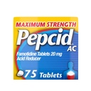 Pepcid AC最高の強さの胸当ての救助のタブレット、OTCの薬は酸の消化不良、20mg Famotidineの酸の減力剤、速い行為、75 Ctが原因で心焼けを防ぎます