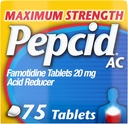 Pepcid AC最高の強さの胸当ての救助のタブレット、OTCの薬は酸の消化不良、20mg Famotidineの酸の減力剤、速い行為、75 Ctが原因で心焼けを防ぎます