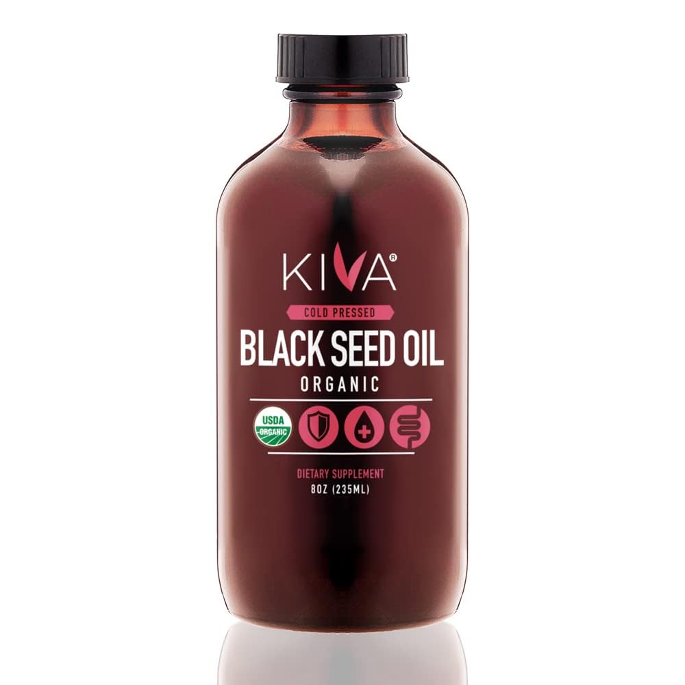 キバオーガニックブラックシードオイル - 超高3X Thymoquinone(TQ)、冷間プレス、100%トルコニゲラサティバ種子油、オールナチュラル非GMOサプリメント - ビーガン、8オンス(235ml)ガラスボトル