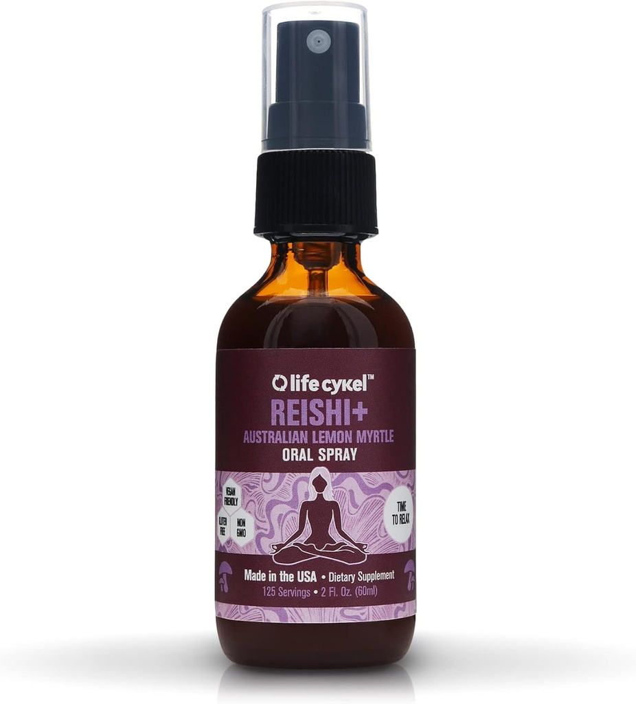 LIFE CYKELレシマッシュルーム レモンマートル付き 経口スプレー - 眠り - リラックス - 免疫システムサポート、抗酸化剤、ビタミンC、非GMO、ビーガン、グルテンフリー、米国製、1オンス