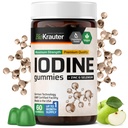 BIO KRAUTER Iodine Gummies - 60 ビーガン咀嚼 - 250 mcg カリウム ヨウ素 - ヨウ素サプリメント Selenium Zink - アップルの味、ペクチンベースの咀嚼