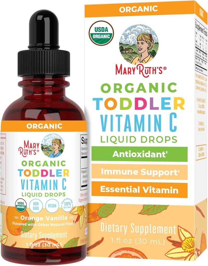 MaryRuth Organics Toddler Vitamin C Drops | USDA Organic Vitamin C Liquid Drops for Toddler | 年齢 1-3 年 | 免疫サポート・健康全般 | ヴィーガン | GMO | グルテンフリー | 30 食