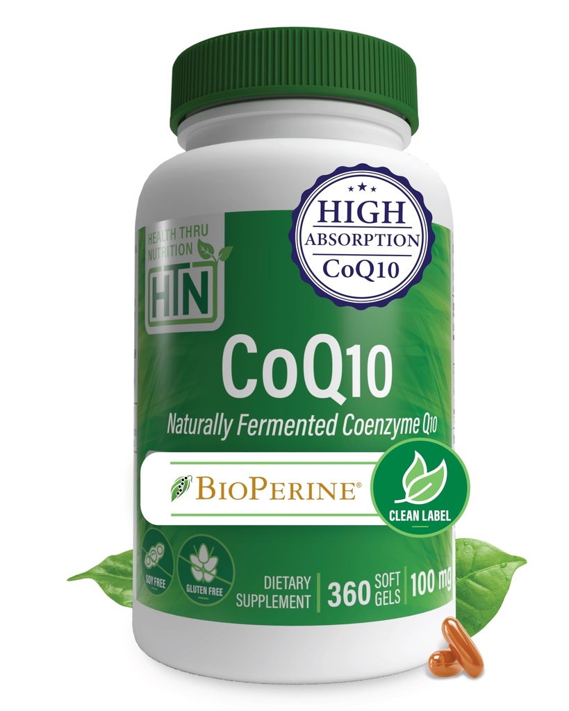 BioPerine 360 Softgelsによる健康のThruの栄養のCoQ-10 100mg | 自然に発酵させたUSPの等級のCoenzyme Q10の補足の3rd党はテストしました | 中心の健康およびエネルギー サポート