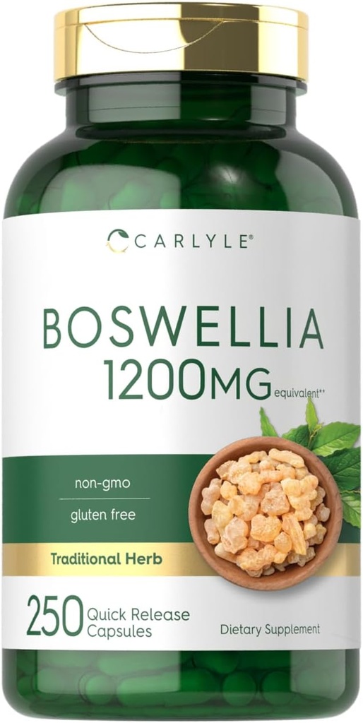 Carlyle Boswellia Extract カプセル 1200 mg | 250 カウント | ボスウェリア セラタ 複合体 ブラックペッパー エキス | 非GMO、グルテンフリーサプリメント