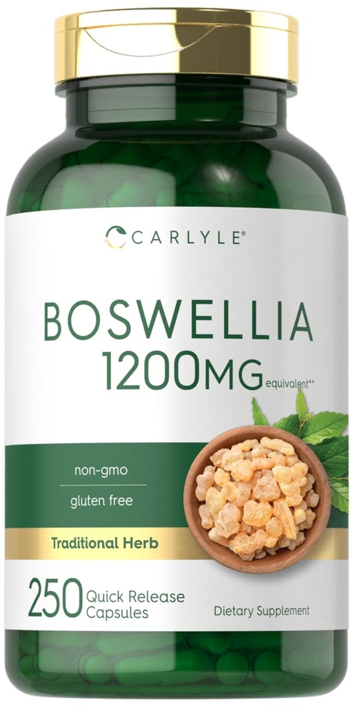 Carlyle Boswellia Extract Capsules | 250 カウント | ボスウェリア・セラタ・コンプレックス with ブラック・ペッパー・エキス | 非GMO、グルテンフリーサプリメント