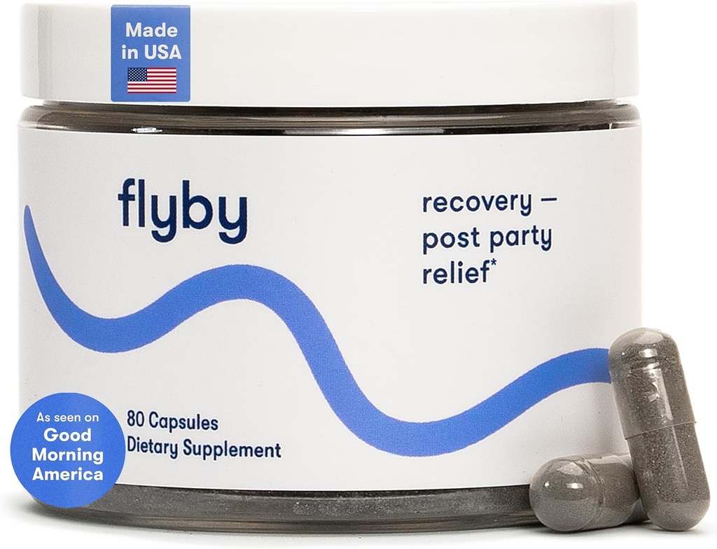 Flyby Recovery Supplement - すべてのハング、オーバーなし!TM - ミルクアザミ、ビタミンC、活性炭、およびApple Cider Vinegar - プレ&ポストドリンクフォーミュラ(80カウント)