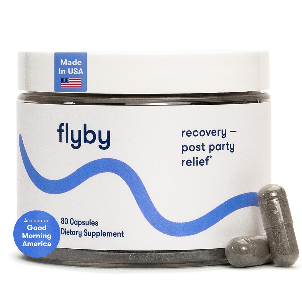 Flyby Recovery Supplement - すべてのハング、オーバーなし!TM - ミルクアザミ、ビタミンC、活性炭、およびApple Cider Vinegar - プレ&ポストドリンクフォーミュラ(80カウント)