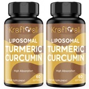 吸収および共同サポートのための黒いペッパーが付いているLiposomalのターメリックのクルクミン2200のmg、60のsoftgels (2本のびん)