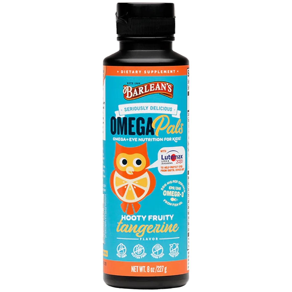 Barlean's Omega Pals の目の健康の液体、子供のためのタンジェリンの味付けされたオメガ 3、EPA の 500 の mg の魚油の補足及び青いライト サポート、8 の oz のための DHA プラス ルテイン及びゼアキサンチンのビタミン